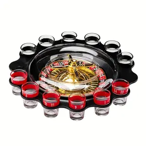 Shot Glass Roulette Drinking Game – 16-Piece Red/Black Set, Fun Adult Party Game for White Elephant, Game Nights, and Gifts