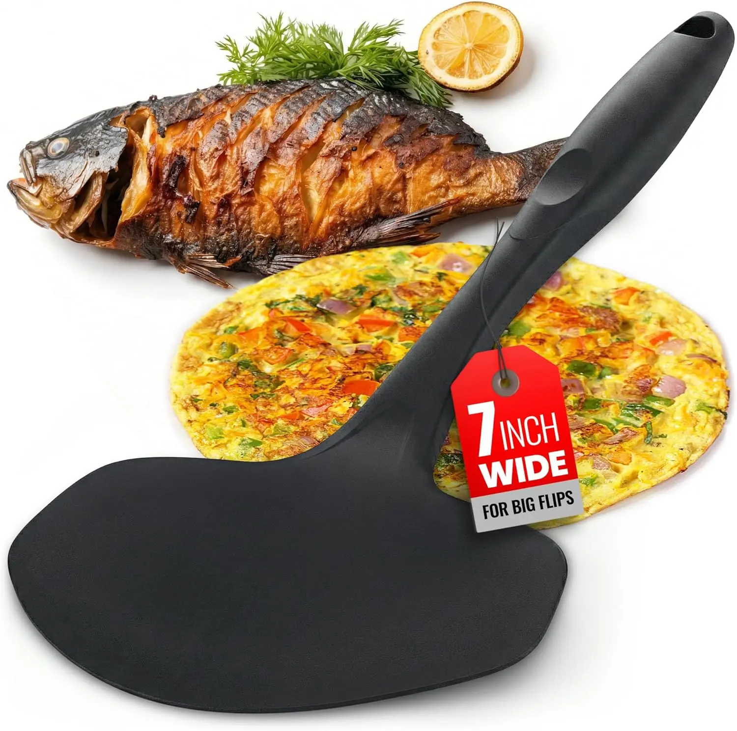 Kitchen Discovery Flexible Extra Wide Spatula – 7 Inch Egg Flipper & Pancake Turner