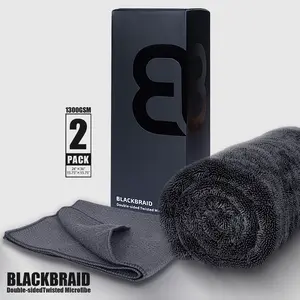 BLACKBRAID 1300GSM Twisted-Loop Car Drying Towel Set - Ultra-Absorbent Microfiber, Scratch-Free, Quick-Dry, Machine Washable, 2-Piece Professional Drying System