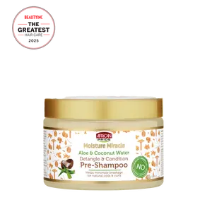 African Pride Moisture Miracle Aloe & Coconut Water Pre-Shampoo, Helps Minimize Hair Breakage for Natural Coils & Curls, Detangle & Condition