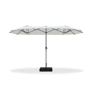 PURPLE LEAF 13 ft Double-Sided Outdoor Market Table Umbrella with Base for Pool