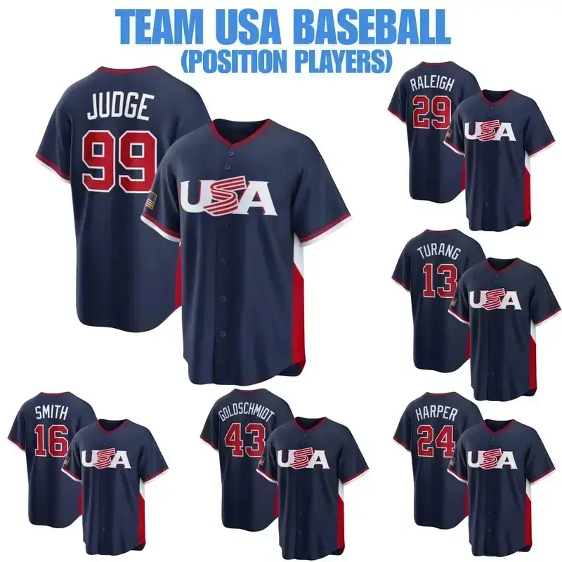 Premium Team USA Baseball Jersey National Position Players Edition Custom Name Printed Trendy Sportswear Shirt