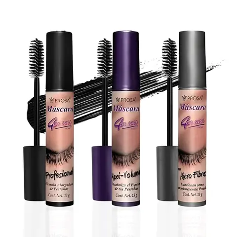 Prosa Mascara for Flawless Long Lashes Makeup 3pk - Professional, Maxi-Volume, Microfiber Cosmetic