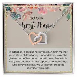 Birth Mother Adoption Gift, First Mama Gift, Adoption Gift to Birth Mom, Interlocking Heart Necklace for Birth Mother, Birth Mom Keepsake, Interlocking Necklace with Message Card and Gift Box