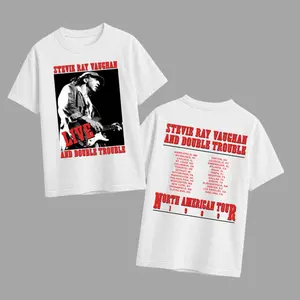 SRV 1989 Tour Shirt, Vintage Blues Rock Graphic Tee, SRV Double Trouble Inspired Design, Heavy Cotton Unisex T-Shirt for Men & Women