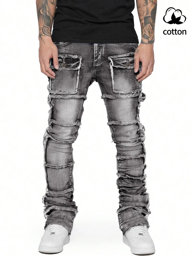 mens skinny stacked jeans - TikTok Shop