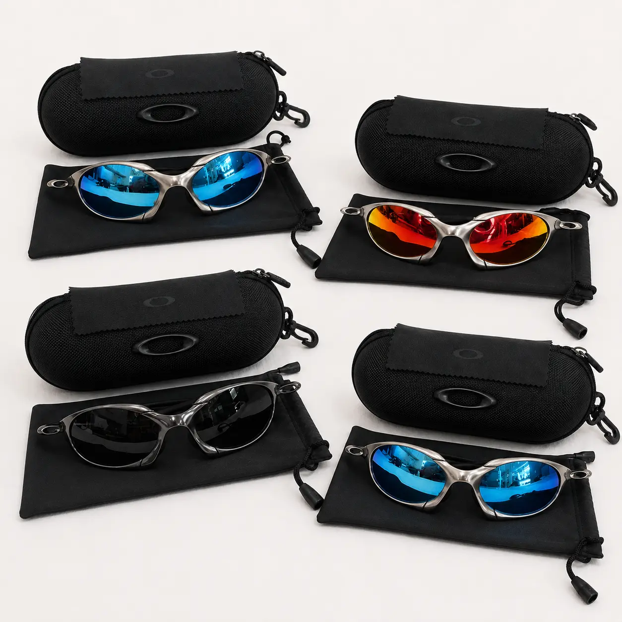 Metal Frame Wraparound Sunglasses – UV400 Mirrored Sports Eyewear with Hard Case, Retro Outdoor Driving Cycling Shades