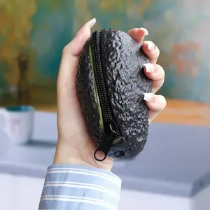 Cute Avocado Coin Purse Zipper PVC Wallet Compact Fruit-Themed Pouch for Coins Cards Keys Portable Travel Accessory for Women Daily Use