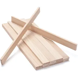 Wood Strips Slats Wooden Dowels for Crafts 1/4" × 1" × 12", 15 PCS Wood Trim Flat Lumber Boards Square Dowel Rods Wooden Sticks for Crafting, Woodworking, Model Making