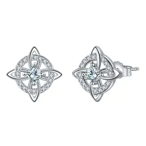 Zircon Celtic Knot Earrings - Elegant Fashionable Accessory for Women Ideal for Weddings Engagement Parties and Gifts