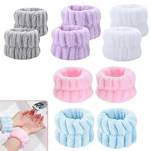 Wrist Sweatband for Women Plush Face Washing Wristband 2PCS Terry Towel Terry Cloth Absorbent Wrist Sweat Band for Makeup Shaving Skincare