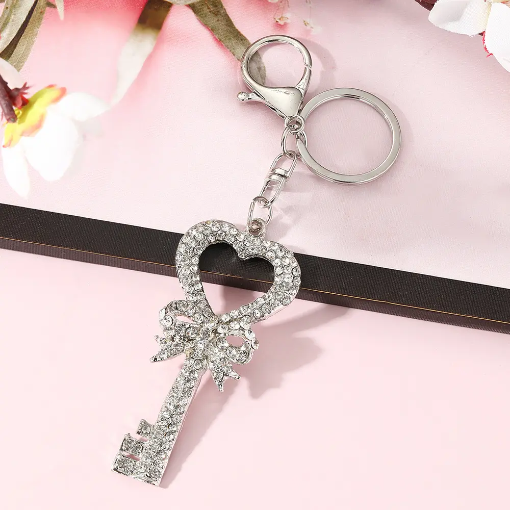 Rhinestone Keychain Silver