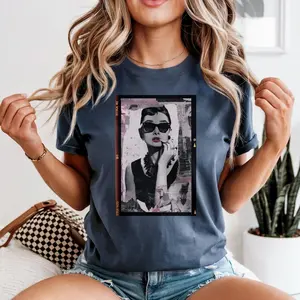 Audrey Hepburn Graphic Tee: Retro Hollywood Style Comfort Colors Shirt 1RYL9