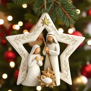 Nativity  Ornament - Holy Family Manger Scene, Bethlehem , Christian Religious Decor, Christmas Tree Ornament, Easter Faith