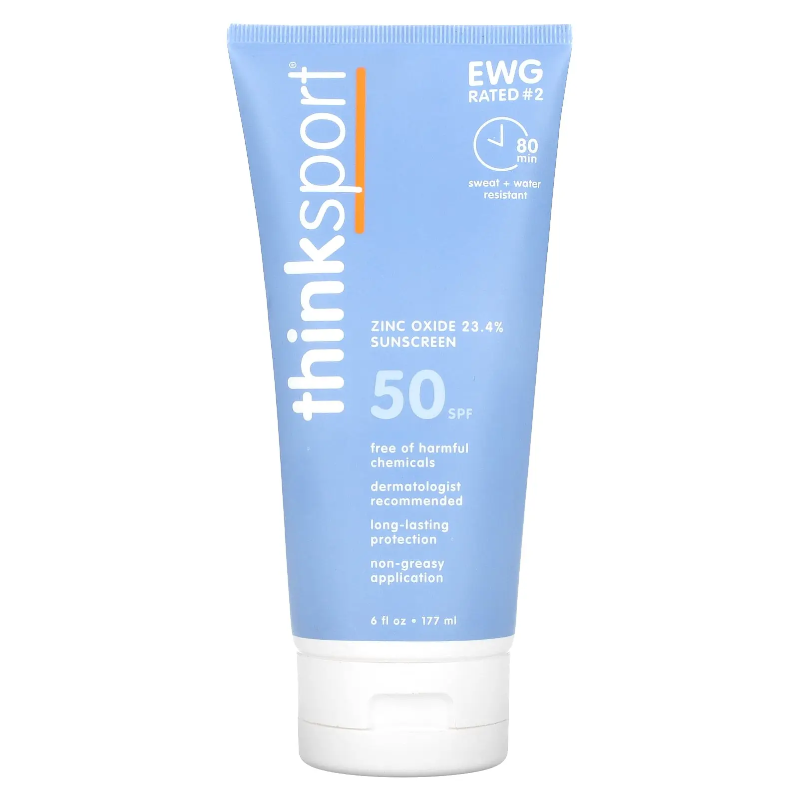 think Thinksport, Sunscreen, SPF 50, 6 fl oz (177 ml) | HSA/FSA Eligible think Thinksport, Sunscreen, SPF 50, 6 fl oz (177 ml) | HSA/FSA Eligible