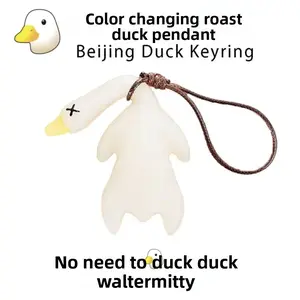 Trendy Color-Changing Roasted Duck Funny Car UV Temperature-Sensitive Color-Changing Pendant Creative Keychain Small Ornament