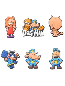 6-Piece Dog Man Cartoon Shoe Accessories Set, Cute Footwear Decorations, Wristbands & Sandals, Shoe Charms For Clogs Shoe Decoration Premium Quality Popular Shoe Accessories for Great Gift