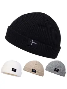 Unisex Jesus Embroidered Knit Cap, Outdoor Sun Protection Turban Hat, Casual Fitted Design for Travel Beach Vacation All Seasons, Knit Hats