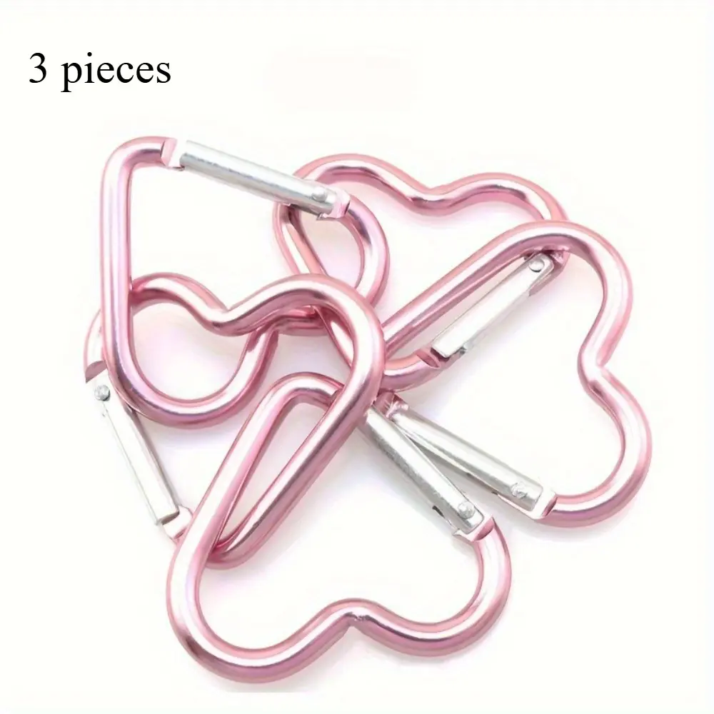 3 Piece Set Creative Heart-Shaped Outdoor Hooks, Aluminum Alloy Peach Heart Hooks, Compact Space-Saving Storage, Easy to Organize, Portable Outdoor Hook