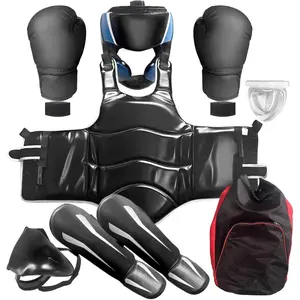 Taekwondo Boxing Karate Sparring Gear Set for Youth and Adults, Martial Arts Protective Gear Set with Shin Guards Chest Rib Headgear Mouthguard