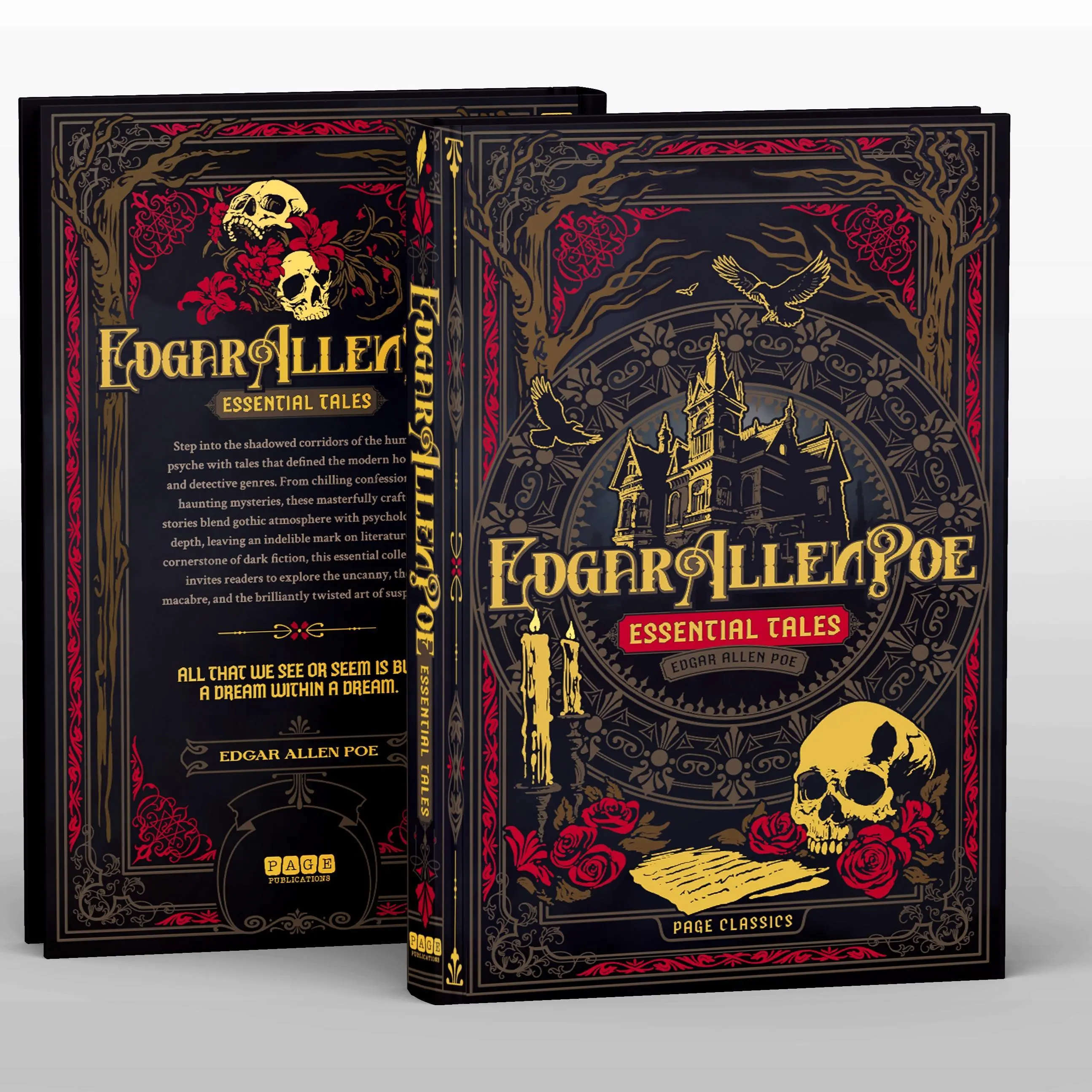 Edgar Allan Poe Essential Works - English Classic Literature Book, Durable Hardcover Deluxe Edition, Paperback Option, Page Classics for Studying & Bookshelf Display, Ideal for Horror Lover & Goth Gifts, Durability