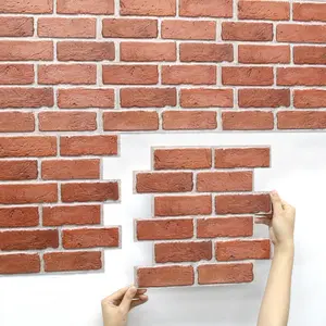 10PCS 3D Foam Faux Brick Wall Farmhouse Panel Self-Adhesive Sticker Tile Decoration Waterproof  11.8" x 11.8" for Kitchen Backsplash,RV,Camper