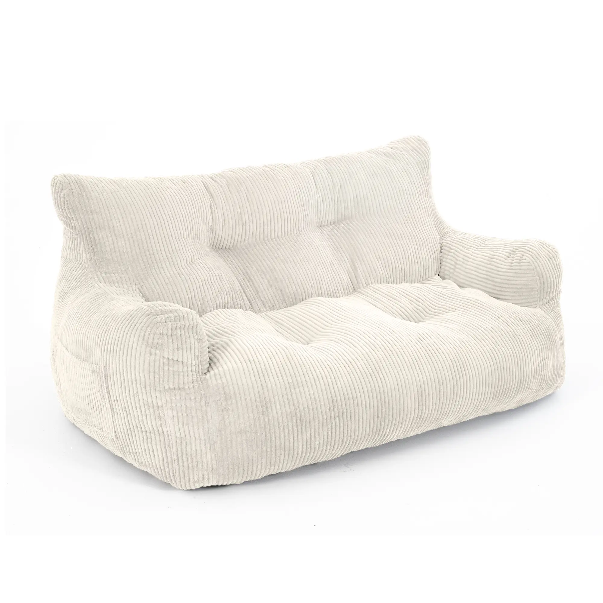 Pamapic Double Seat Corduroy Lazy Bean Bag Sofa - 2 Seats, Soft Corduroy Fabric, Ergonomic Design, High-Quality Memory Sponge, No Assembly Required
