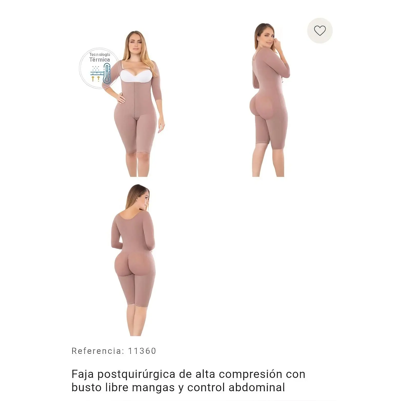 Fájate Post-Op Compression Girdle 11360 - High Compression with Free Bust Support - Invisible Design & Custom Fit - Abdominal Reinforcement & Perineal Closure - Powernet & Lycra Material - Ideal for Daily Use & Recovery