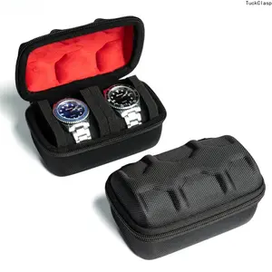 2026 Portable 2-Slot Hard Shell Watch Storage Box – Shockproof Sponge Pillow, Fits Large & Small Watches, Great for Home Storage & Summer Travel