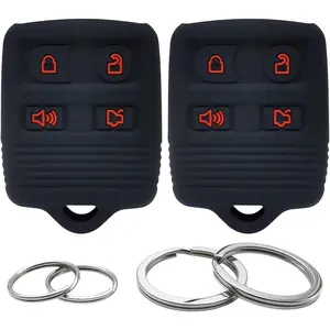 2Pcs Silicone 4 Buttons Key Fob Cover Remote Case Keyless Protector Compatible with Ford Mustang Edge Escape Expedition Explorer Escort Focus Fusion Mercury Lincoln Navigator CWTWB1U331