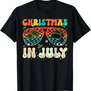 Santa Claus Sunglasses Beach Christmas in July Men Women Kid T-Shirt-Womens Essen-tials T-Shirt, Cotton Crewneck Tee, Classic Fit T-Shirt for Women Trump T-Shirt Kamala Harris Waltz T-Shirt