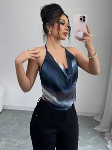 Summer New Sexy Halter Mesh Backless Top, Trendy Chic Style Sleeveless Crop Tank, Perfect for Warm Weather, Stylish and Comfortable Design