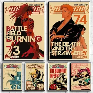Anime Figure Bleach Poster Aesthetic Gigante Home Decoration Retro Manga Canvas Painting For Wall Art Mural Kawaii Room Decor