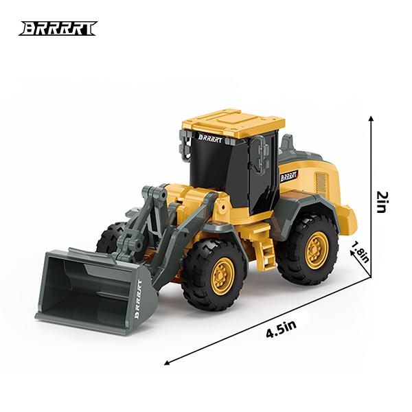 BRRRRT 1/64 Mini Bulldozer Toy, Remote Control Bulldozer, 8 CH Full Proportion Construction Vehicles with Metal Sounds, RC Toys for Kid Boys and Girls Age 3+