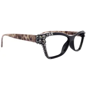 Avian, (Bling) Women Reading Glasses w (Hematite) Genuine European Crystals, Magnifying Cat Eye (Black) NY Fifth Avenue Lightweight