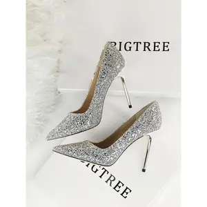 Women's Rhinestone Decorated Classy Stiletto Heels, Prom Heels, Elegant Glitter Pointed Toe High Heel Shoes for Party, Banquet, Pointy Heels, Fashionable Stylish Heeled Shoes for Daily Wear, Glittering Stiletto Pumps, Heels To School, Footwear