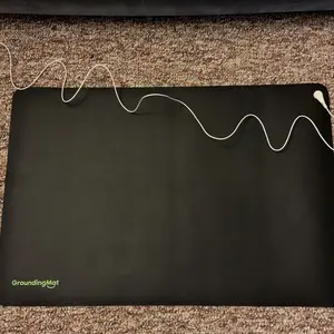 Groundbam Grounding Mat for Sleep,Earthing Mat,Black Non Slip PU Leather Grounding Mattress with Grounding Cord,Grounding Pad for Home Office, 16*24 in