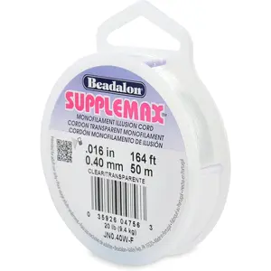 SuppleMax Illusion Beading Cord, 0.40 mm / 0.016 in, Clear Monofilament, 50 m / 164 ft