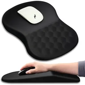 Ergonomic Mouse Pad Wrist Support with Massage Design, Wrist Rest Pain Relief Mousepad with Memory FoamNonSlip PU Base, Mouse Pads for Wireless Mouse  Desk (12x8 inch,Black)