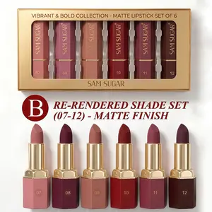 SAM SUGAR 6Pcs Cream Lipstick Set Super Glossy High Pigment Smooth Long Lasting Hydrating Moisturizing Non Stick Cup Waterproof Lip Gloss for All Skin Tones Christmas Makeup Gift for Women