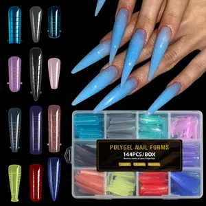 US-NAIL - 144/288pcs Colorful Dual Nail Form Full Cover Poly NailGel Quick Building Mold Set Acrylic Nail Tips Top Extension Manicure Tool