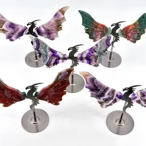 【Higher Crystal】1 count  Majestic Crystal Dragon Wing Sculpture | Unique Crystal Decor | Fantasy Home Accent
