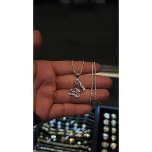 925 Silver Rope Chain with Butterfly Pendant