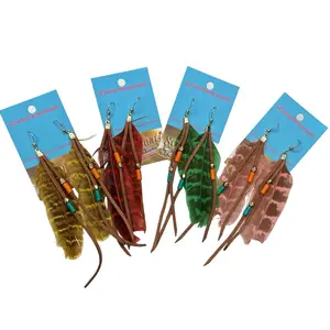Feather Beaded Colorful Fashion Earrings