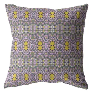 HomeRoots 412318 20 in. Geofloral Indoor & Outdoor Throw Pillow, Purple & Yellow