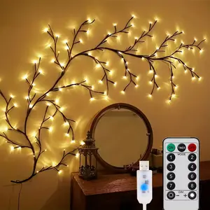 A home essential gift: 72/96/144 LED brown rattan rope lights, USB powered, remote controlled, waterproof, DIY bendable design; suitable for room, desktop, wall decor, bedroom; ideal for Mother’s Day, Easter, birthdays, anniversaries, graduation season, a
