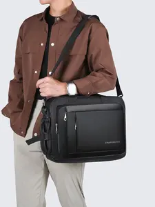 1pc  Men's portable briefcase, computer bag, solid color crossbody bag, Strap, zipper closure, fashionable and versatile, casual and simple, suitable for work, commuting, business travel, men's portable briefcase, Travel Essentials