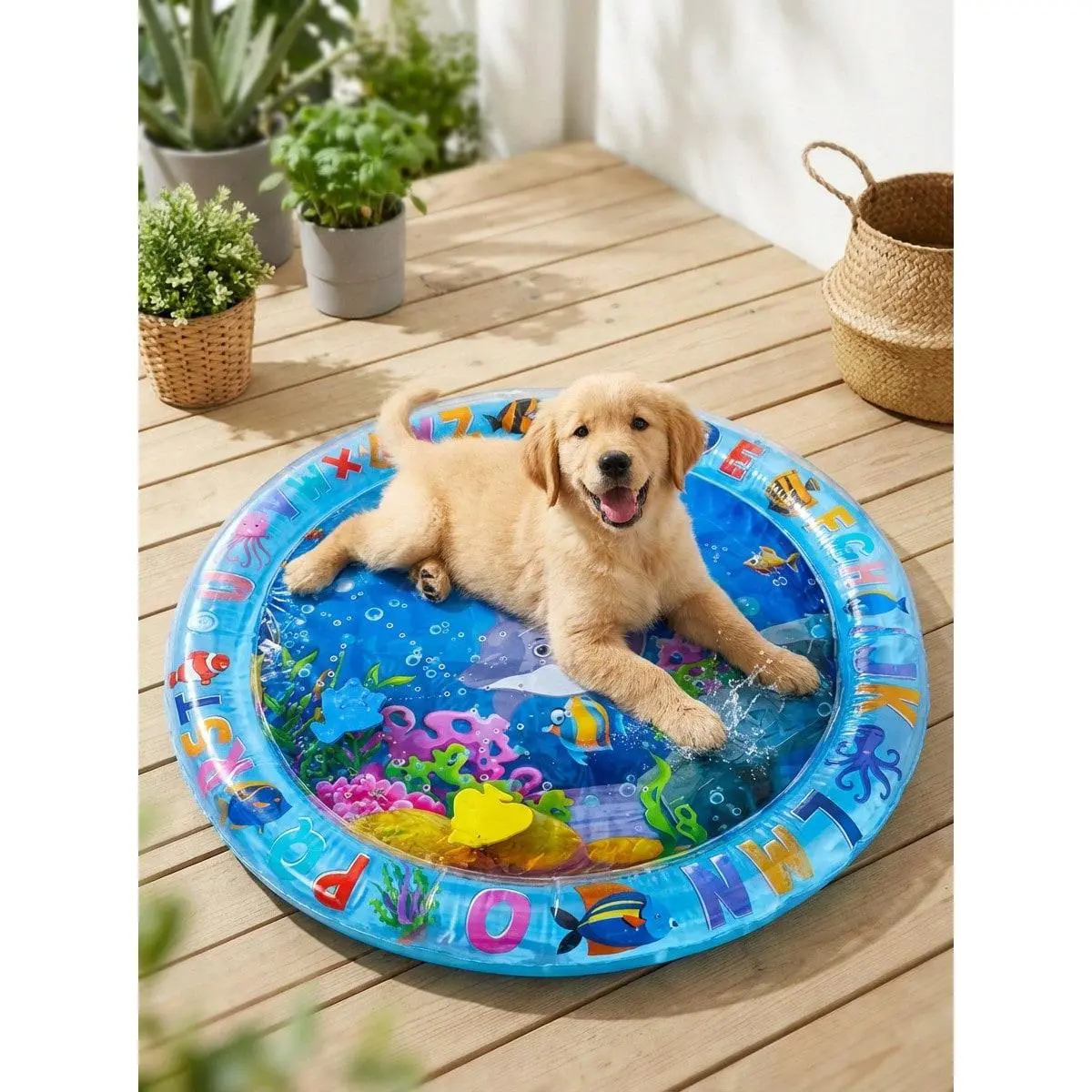 AESS x PETSIN Pet Water Sensory Play Mat Water Filled Inflatable Round Square Dog Cat Summer Cooling Floor Mat Thickened PVC Anti-Scratch