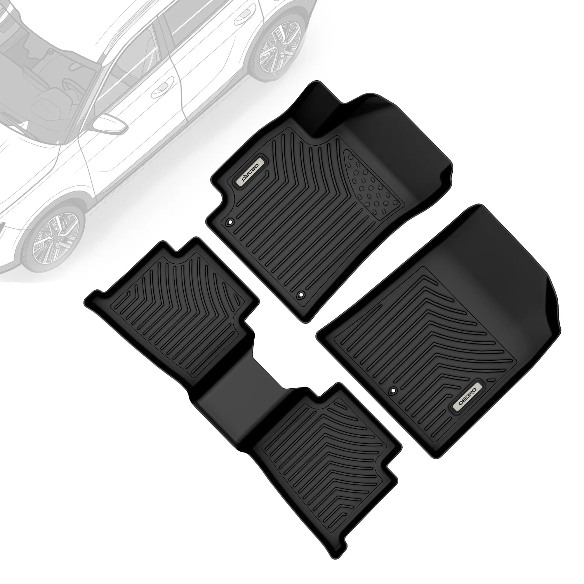 OEDRO TPE Floor Mats fits 2021-2024 Kia Seltos, All Weather, Waterproof