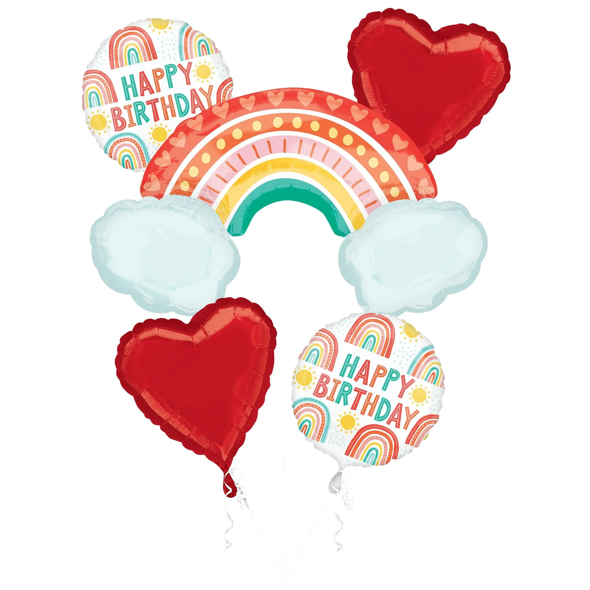 Retro Rainbow Balloon Bouquet - 5 Piece Foil Set Retro Rainbow Balloon Bouquet - 5 Piece Foil Set